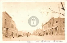Glasco KS Kansas Cloud County Main StreetO Cancel RPPC Photo Postcard COPY