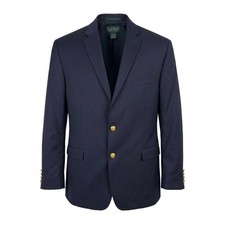 Lauren Ralph Lauren Blazer Mens 44R Navy Blue Wool 2-Button Gold Crest Buttons
