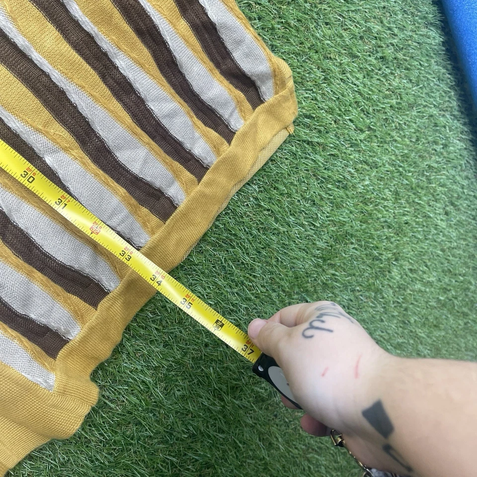 Camisa masculina estilo Coogi com botões manga curta manga curta ocidental prata anos 90 malha 3D - Imagem 4 de 4