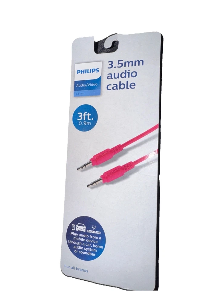 Cable de audio Philips 3,5 mm 3 pies - negro/rosa/naranja Foto 3 de 3