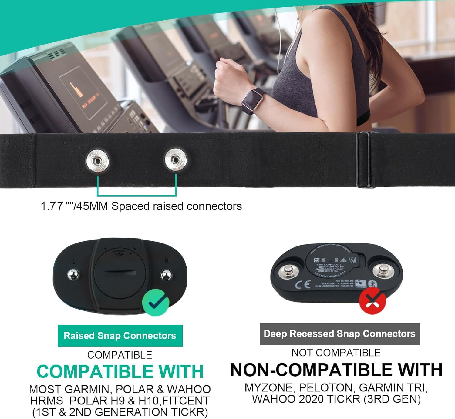 Ceinture cardiofrequenzemet double Bluetooth ANT+ sangle extensible pour running - 3