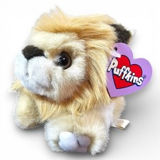 SWIBCO Puffkins Lancaster Lion Beanbag Plush Tan Beige with Tags VTG 90s 4.5"