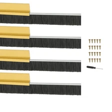 Door Brush Sweeps 0.79" x 39.37", 4 Sets Door Bottom Sweep, Gold/Black