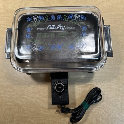 Presto WeeFry Electric Skillet Glass Floral Lid Works Vintage RV Small Space