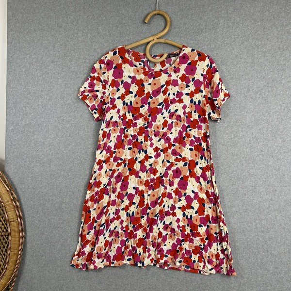 Mister Zimi Dress Size 14 L Floral Flower Pink Peach Boho A Line Resort