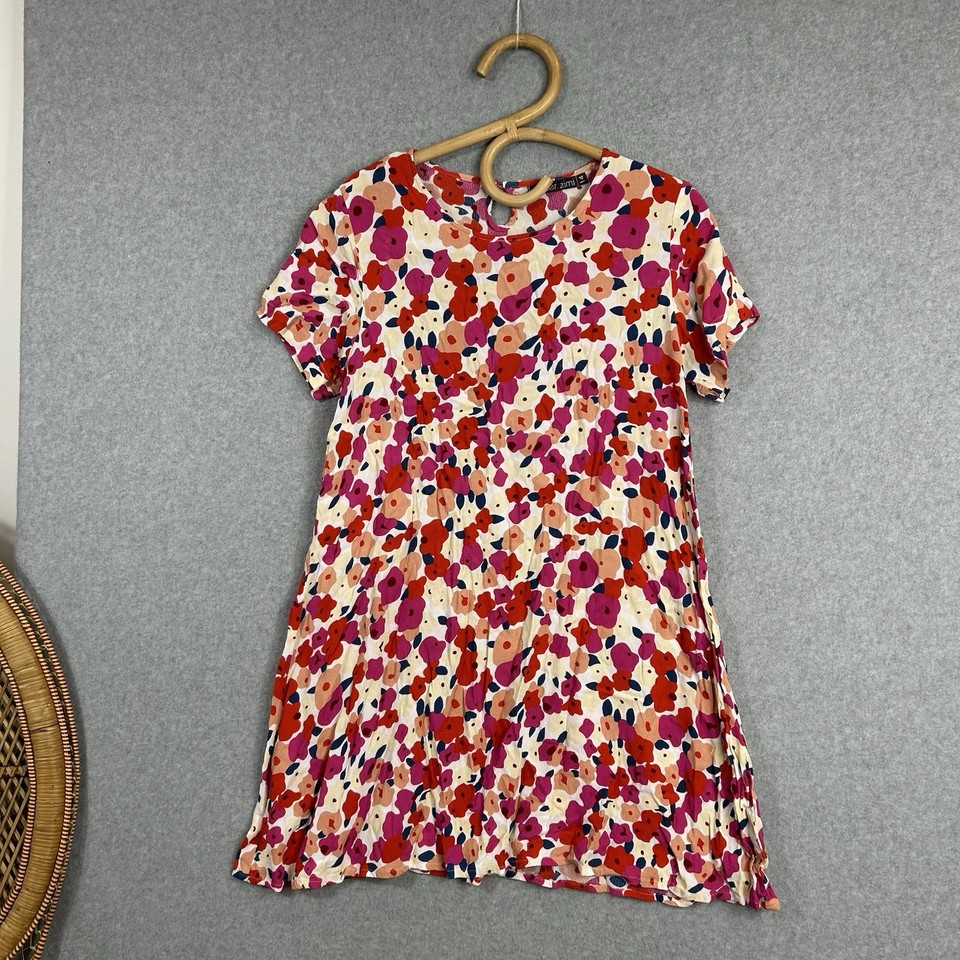 Mister Zimi Dress Size 14 L Floral Flower Pink Peach Boho A Line Resort