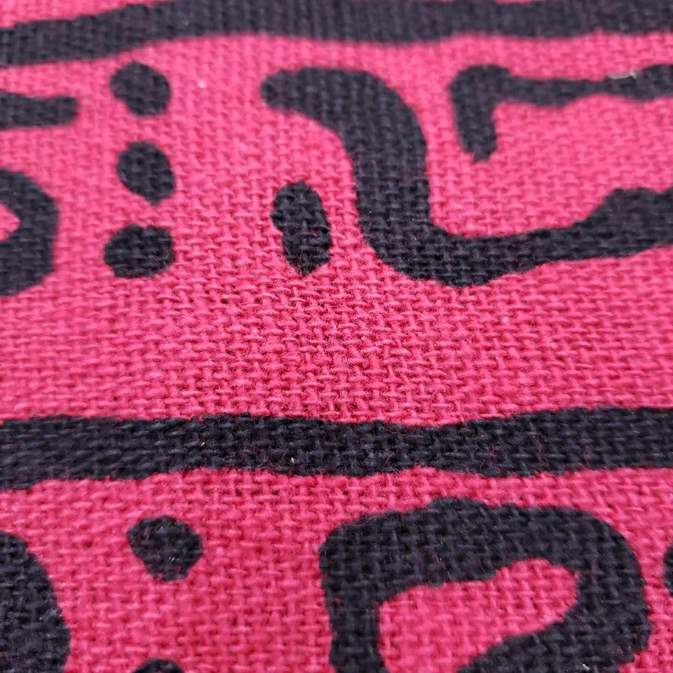 African Tribal Fabric Mudcloth Bogolan Inspired Burlap Jute Red Black Print 2 Yd - Image 3 of 4