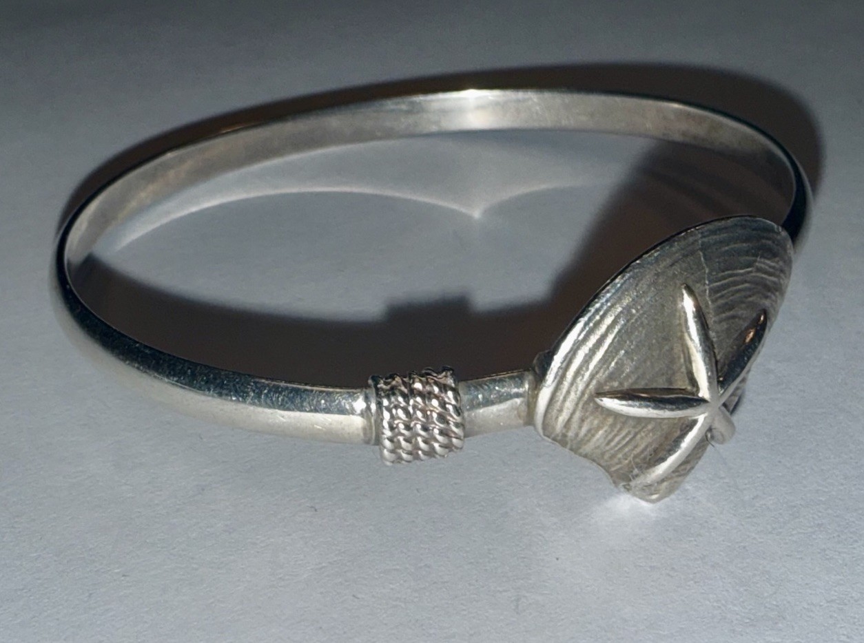 ESTATE Solid Sterling Silver Clam Shell Starfish … - image 2