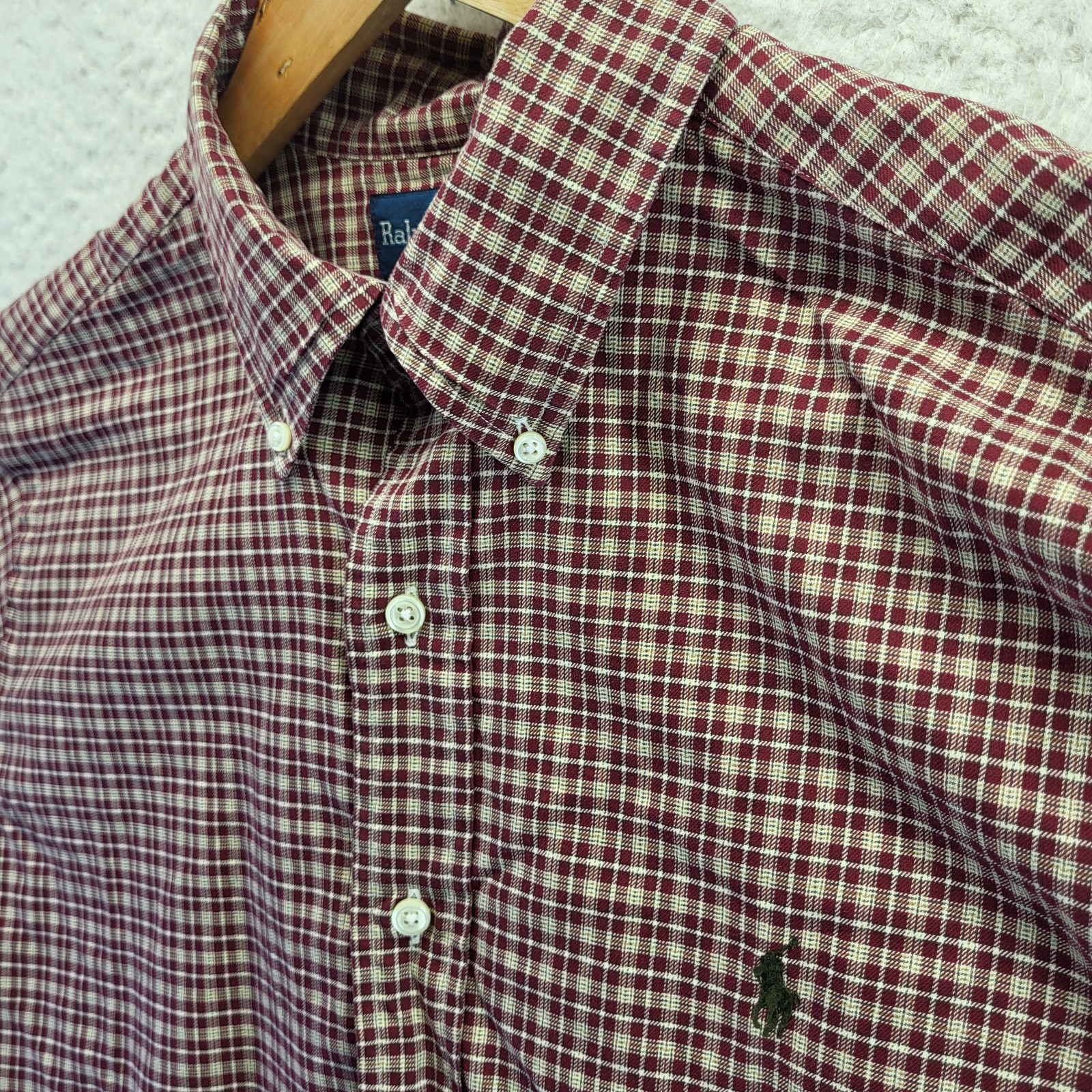 Camicia vintage Ralph Lauren bottoni uomo grande 16 rosso check logo Gingham Pony