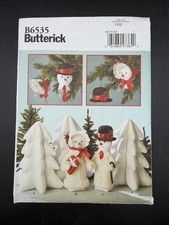 Butterick B6535 Sewing Pattern Holiday Decorations Snowman Tree Uncut FF