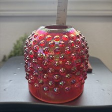 VTG FAIRY LAMP TOP ONLY Fenton Glass Hobnail Cranberry Iridescent Carnival