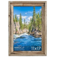 Rustic 11x17 Picture Frame, Reclaimed Barnwood Photo Frame with Real Glass, D...