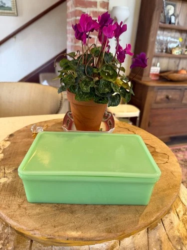 mckee jadeite refrigerator dish in mint condition with no cracks or chips.