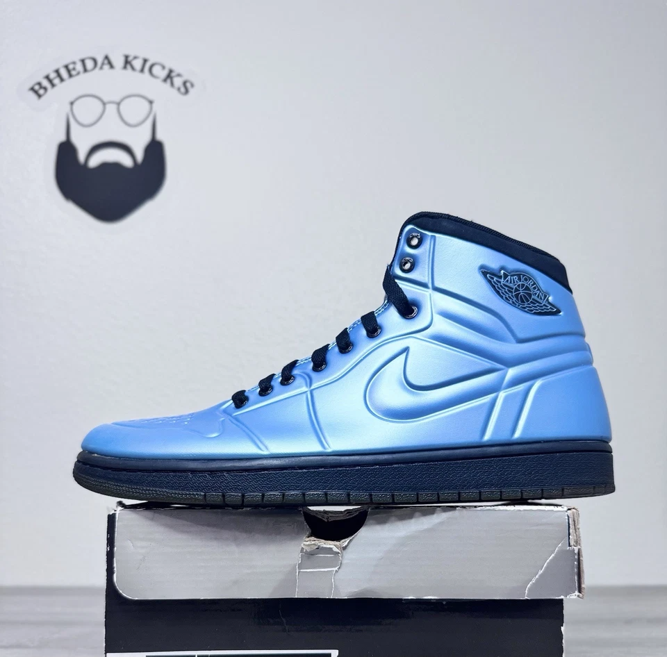 Tamanho 10 - Air Jordan 1 alto anodizado azul preto 414823-401 Nike espuma retrô - Imagem 4 de 4