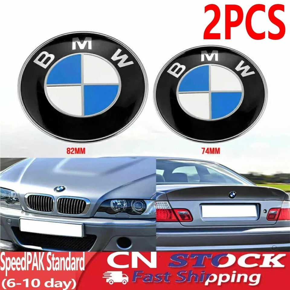 Front Hood Rear Trunk (82mm & 74mm) ORIGINAL BMW Badge Emblem 51148132375 new Foto 3 de 4