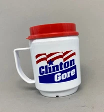 Rare 1992 Clinton Gore Campaign Mug Red Lid TeleDyne Mecca Vintage Political