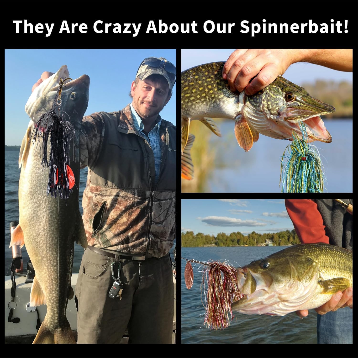 3PCS Premium Bass Fishing Buzzbait Kit Multicolor Swimbaits Hard Metal Lures US - Image 11