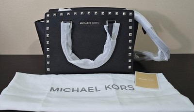 Michael Kors Selma Studded Medium Satchel - Saffiano Leather/Silver Hardware