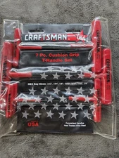 Vintage Sears Craftsman USA 7pc Cushion Grip T-handle Hex Key Set SAE 46297
