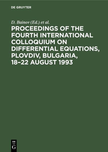 Proceedings Of The Fourth International Colloquium On Differential Equations, Pl-image