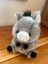 Small Aurora Super Cute Soft Pudgy Gray Plush Donkey Stuffed Animal - about 6