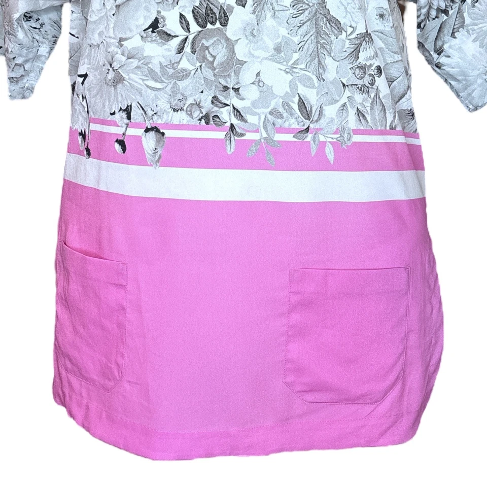 Blusa túnica floral Frankie Morello talla mediana bolsillo declaración informal elegante Foto 2 de 4