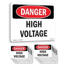 High Voltage OSHA Danger Sign Metal, Plastic, Or Decal - 5 or 10 Pack