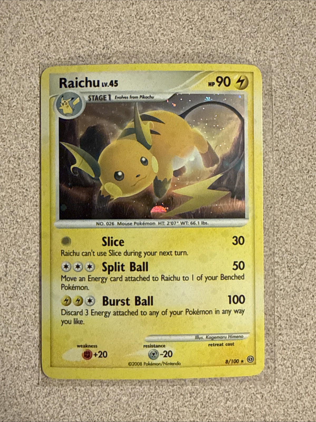 Raichu 8/100 Stormfront Holo Nm/LP+ Pokemon TCG 2008