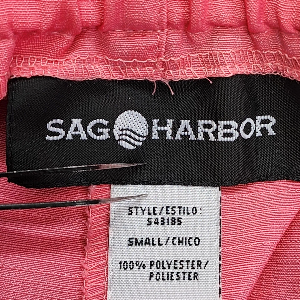 Pantalones Sag Harbor vintage años 90 para mujer S rosa tiro alto cordón recortado fluido sedoso Foto 4 de 4