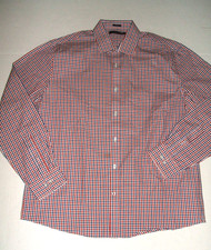 Tommy Hilfiger Dress Shirt Men L Slim Fit Red White Blue OEKO-TEX Cotton NWOT