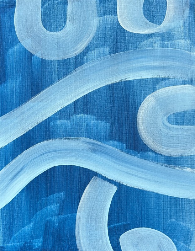 11x14 CANVAS ABSTRACT PAINTING Colorful Modern Art Acrylic WATER Blue Wave