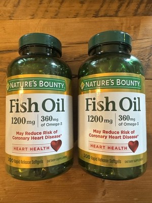 2 Nature's Bounty Fish Oil Heart Health 1200 Mg 360 Mg Omega-3 200 Ct EXP 7/2026