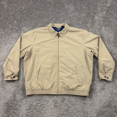 Chaps Jacket Mens 2XL Big 2XB Beige Full Zip Long Sleeve Bomber Chaps Jacket Mens 2XL Big 2XB Beige Full Zip Long Sleeve Bomber