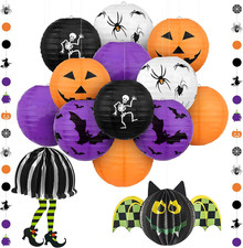 Halloween Hanging Paper Lanterns Set, Pack of 15  Halloween Paper Lanterns, Hal