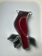 Handcrafted Stained Glass Red Cardinal Suncatcher Window Hanging Bird Decor