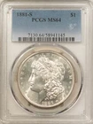 1881-S $1 MORGAN DOLLAR - PCGS MS-64 FRESH LUSTROUS WHITE!