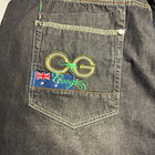 COOGI Men's Black Dark Wash Denim Jeans Embroidered Logo Straight Leg Zip — photo 1