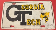 Georgia Tech University Yellowjackets Booster License Plate GT