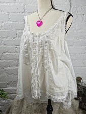 Torrid Festival Cami Lace Detail Sheer Cotton Top White Flowy Boho 6X