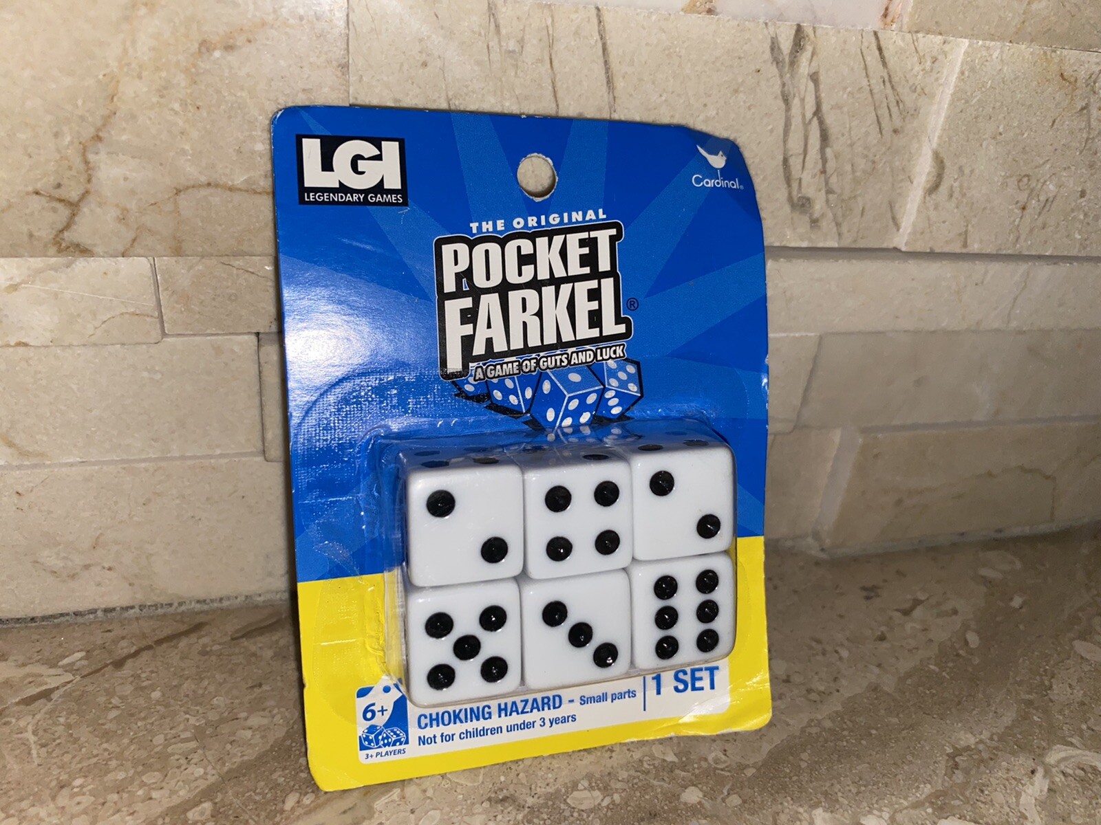 The Original Pocket Farkel Game Guts and Luck Miniature Set White Dice
