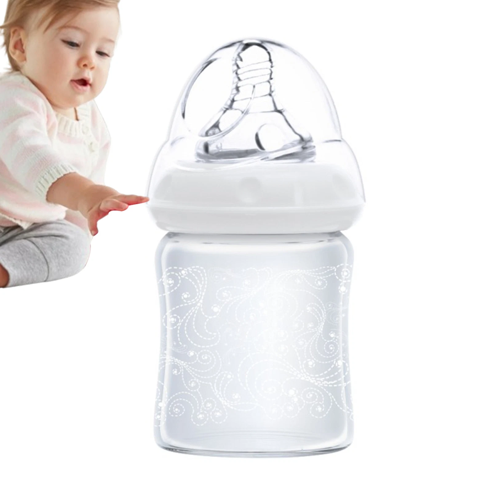 Glass Toddler Bottle Breastfeeding Toddler Glass Bottle Anti-Colic Natural Feel