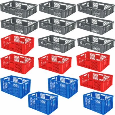 BRB 17 Bäckerkisten / Eurobehälter, LxH 600x400 mm, Höhe 150-320 mm, blau, rot, grau