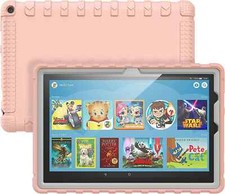 Fire HD 10 and Fire HD 10 Plus Tablet Soft Silicone Pink Gray Case