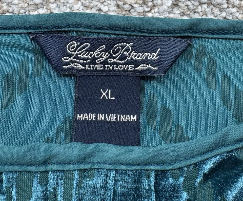 Lucky Brand Women's Velvet Burnout Camisole XL Green Spaghetti Strap Whimsigoth - Image 3 of 4