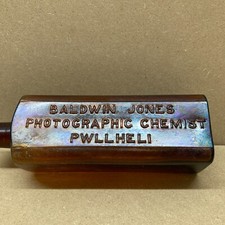 Antique Photographic Chemist Bottle Baldwin Jones Pwllheli North Wales