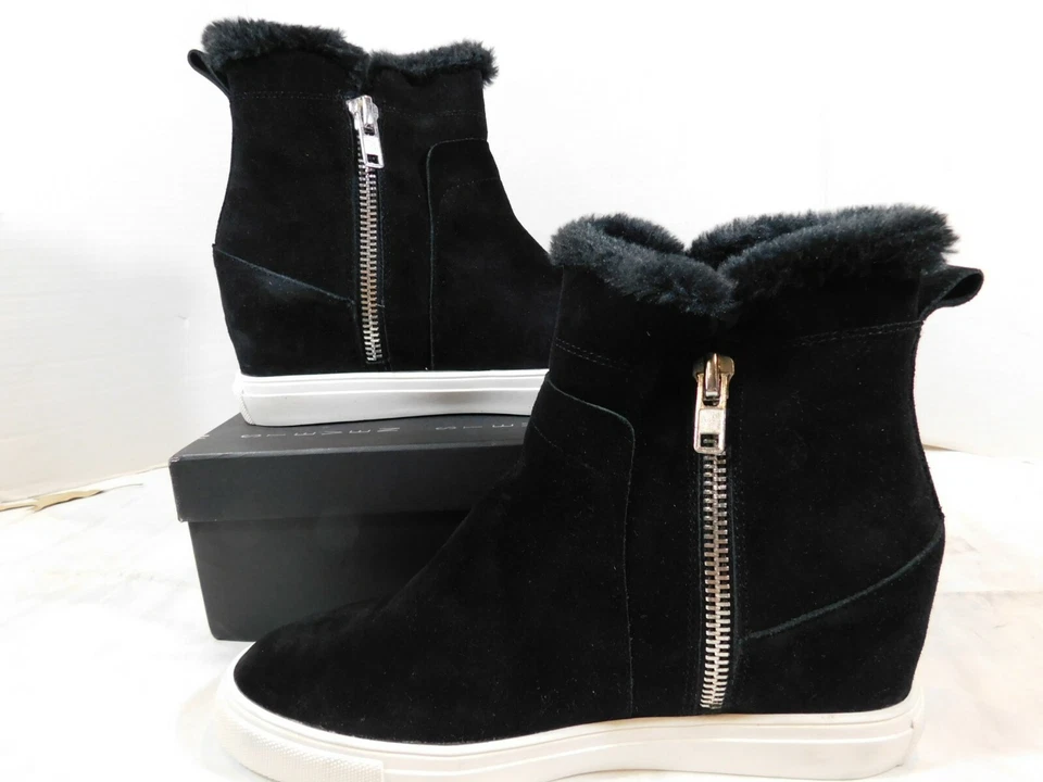 Zapatillas altas STEVEN by Steve Madden para mujer Cacia talla 8,5 M gamuza negra Foto 2 de 4