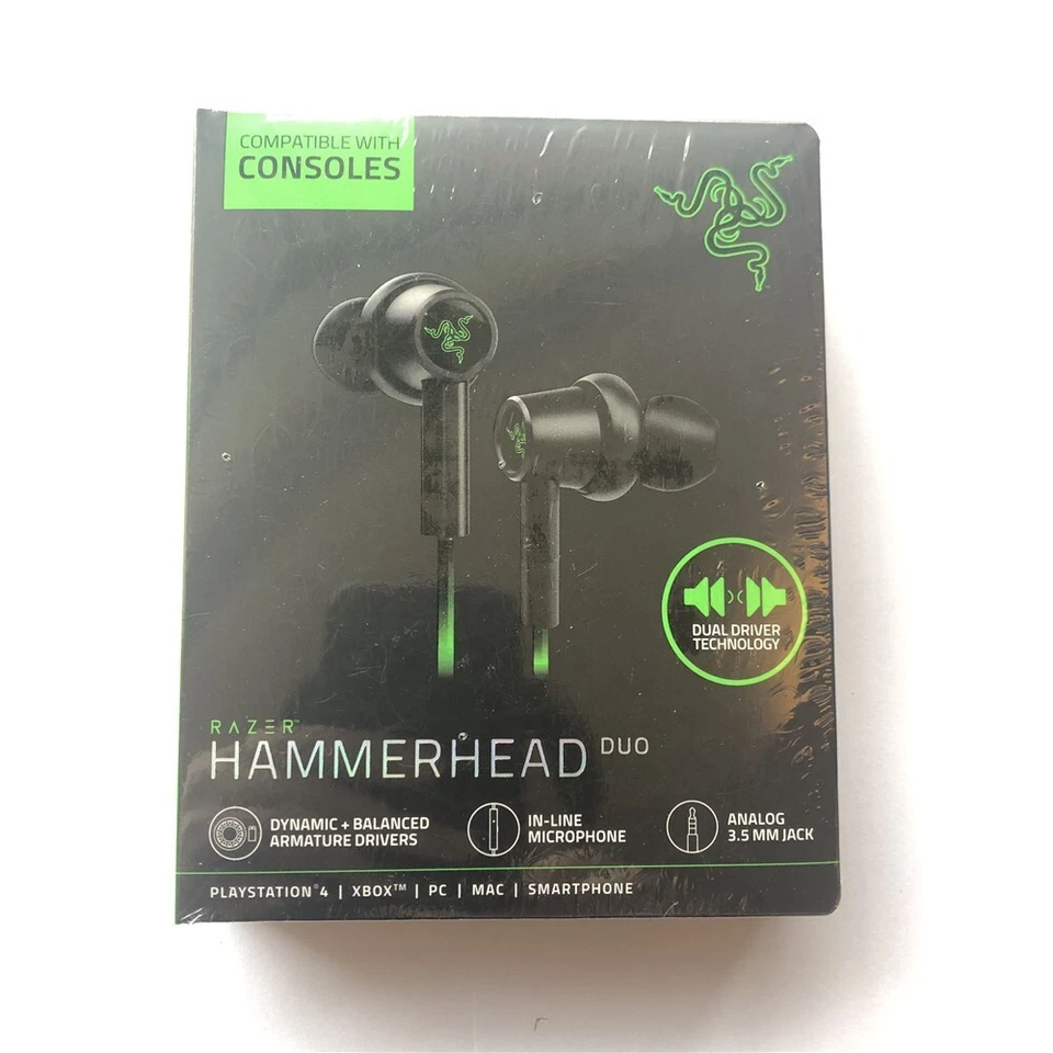 Razer Hammerhead Duo Console In-ear Headphones Dual Driver Technology - Green - Image 2 of 4