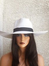 womans white panama hat large brim straw fedora wide brim