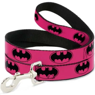BUCKLE-DOWN Buckle Down Dog Leash - BATMAN - Fuchsia Pink Black S or M
