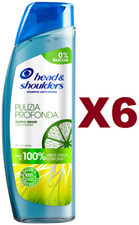 6 PZ HEAD & SHOULDERS PULIZIA PROFONDA CAPELLI GRASSI SHAMPOO ANTIFORFORA 250ML